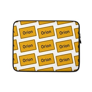 Eine Laptoptasche mit dem Wort Orion.