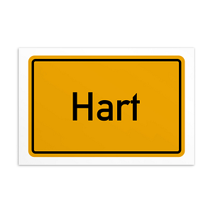 Ein gelbes Hart-Postkarte-Schild.