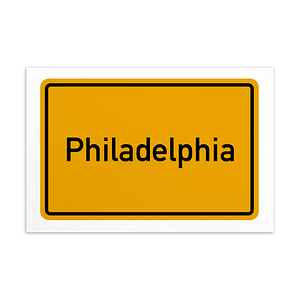 Philadelphia-Verkehrsschild mit Philadelphia-Postkarte-Design.