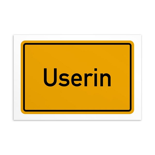 Eine Userin-Postkarte mit dem Wort userin darauf.