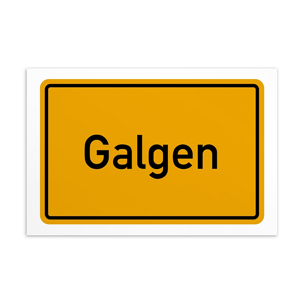 Ein Schild mit der Aufschrift Galgen-Postkarte.