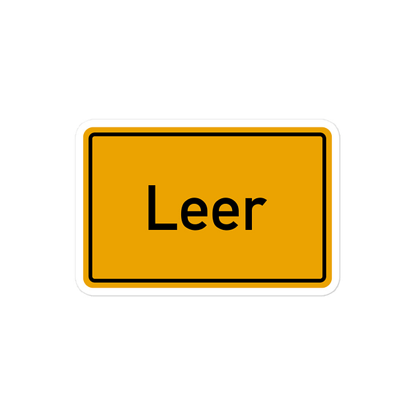 Ein gelber blasenfreier Aufkleber mit dem Wort „Leer“ darauf, der blasenfrei gestaltet ist.