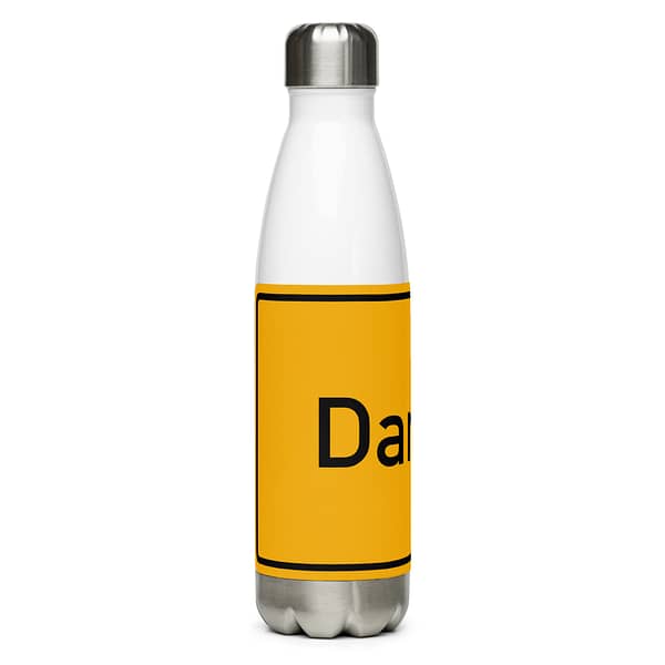 Eine Trinkflasche aus Edelstahl mit der Aufschrift „Daddy“.